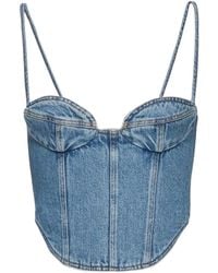 Magda Butrym - Double Stitched Denim Corset Top - Lyst