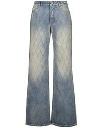 Balmain - Diamond-Quilted Wide-Leg Jeans - Lyst