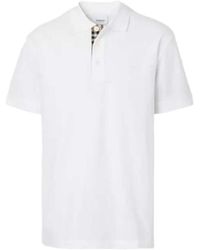 Burberry - Check Trim Cotton Polo Shirt - Lyst