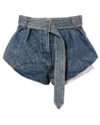 Magda Butrym - Belted High-Rise Denim Shorts - Lyst