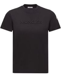 Moncler - Embroidered Logo Cotton T-Shirt - Lyst