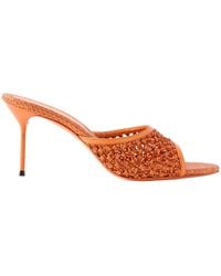 Paris Texas - Lidia 70 Leather-Trimmed Straw Mules - Lyst