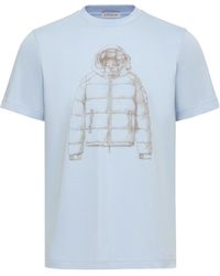 Moncler - Down Jacket Print Cotton T-Shirt - Lyst