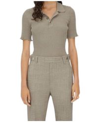 Bottega Veneta - Ribbed-Knit Melange Polo - Lyst
