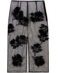 Blumarine - Flower-Embroidered Midi Skirt - Lyst