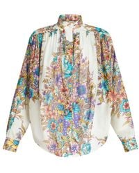 Etro - Floral Printed Long-Sleeved Blouse - Lyst