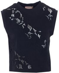 Twinset - Embroidered Sleeveless Top - Lyst