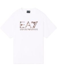 EA7 - Logo Sequin Embellished Crewneck T-Shirt - Lyst