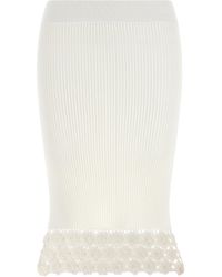 Ganni - Crochet-Hem Knitted Midi Skirt - Lyst