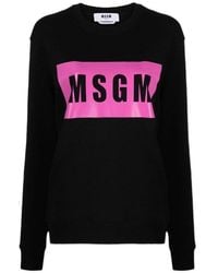 MSGM - Logo-Print Crew Neck Sweatshirt - Lyst