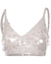 P.A.R.O.S.H. - Sequin Embellished Cropped Top - Lyst
