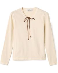 Miu Miu - Long-Sleeved Crewneck T-Shirt - Lyst