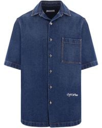 Off-White c/o Virgil Abloh - Logo Embroidered Short-Sleeved Denim Shirt - Lyst