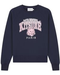 Maison Kitsuné - Maison Kitsuné Logo-Printed Crewneck Sweatshirt - Lyst