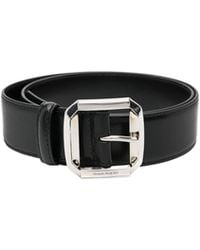 McQueen - Logo-Engraved Buckle Belt - Lyst