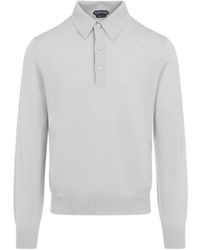 Tom Ford - Cashmere Silk Long-Sleeve Polo Shirt - Lyst