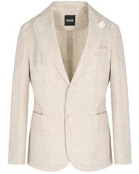 BOSS - Single-Breasted Linen-Blend Blazer - Lyst
