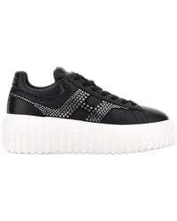 Hogan - H-Stripes Embellished Lace-Up Sneakers - Lyst