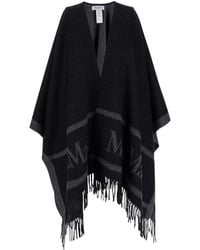 Max Mara - Logo Detailed Fringed Cape - Lyst