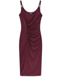 Versace - Ruched Jersey Midi Cocktail Dress - Lyst