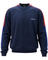 ARMANI EXCHANGE - Long-Sleeved Round Neck Drop Shoulder Knit Sweater - Lyst