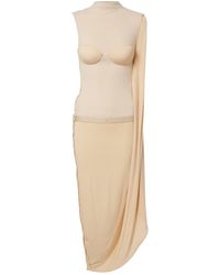 Jean Paul Gaultier - Lace-Trimmed Semi-Sheer Midi Dress - Lyst
