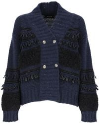 Fabiana Filippi - Long-Sleeved V-Neck Knitted Cardigan - Lyst