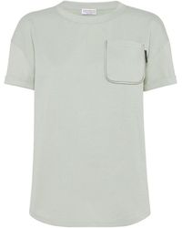 Brunello Cucinelli - Jewel Detailed Crewneck T-Shirt - Lyst