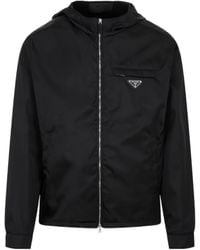 Prada - Logo Plaque Zip-Up Jacket - Lyst