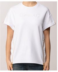 Elisabetta Franchi - Zip Detailed Logo Crewneck T-Shirt - Lyst