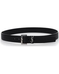 Saint Laurent - Monogram Logo Plaque Belt - Lyst