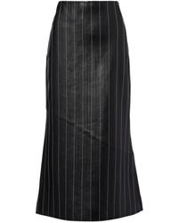 Victoria Beckham - Embroidered Leather Midi Skirt - Lyst