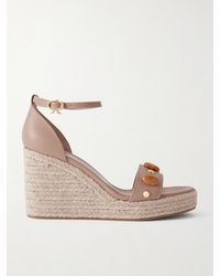 Gianvito Rossi - 70 Embellished Leather Espadrille Wedge Sandals - Lyst