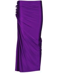 Rabanne - Rabanne Draped Satin Midi Skirt - Lyst