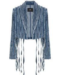Twinset - Fringed Cropped Denim Jacket - Lyst