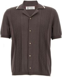 Brunello Cucinelli - Short-Sleeved Knitted Polo Shirt - Lyst