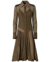 Pinko - Lace-Panelled Midi Shirt Dress - Lyst