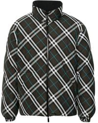 Burberry - High-Neck Zip-Up Checked Jacket - Lyst