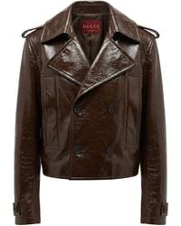 Gucci - Double-Breasted Leather Jacket - Lyst