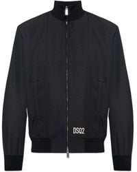 DSquared² - Logo Embroidered Zip-Up Bomber Jacket - Lyst