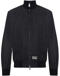 DSquared² - Logo Embroidered Zip-Up Bomber Jacket - Lyst
