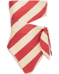 Zimmermann - Roselight Tie Bandeau Striped Swimsuit - Lyst
