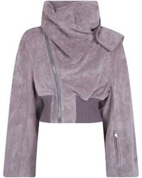 Rick Owens - 'Scarf Flight' Leather Bomber Jacket - Lyst