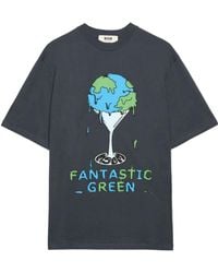 MSGM - Graphic-Print Cotton T-Shirt - Lyst