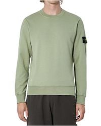 Stone Island - Crewneck Sweatshirt With Arm Patch - Lyst