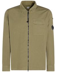 C.P. Company - Logo Plaque Zipped Shirt - Lyst