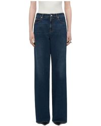 McQueen - Logo Patch Wide-Leg Jeans - Lyst
