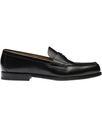 Prada - Logo-Triangle Slip-On Penny Loafers - Lyst