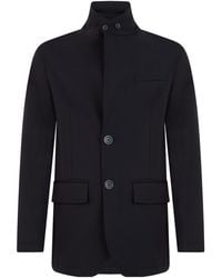 Herno - High Collar Buttoned Jacket - Lyst