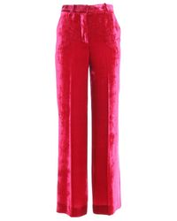 P.A.R.O.S.H. - Pleat Detailed Wide-Leg Velvet Trousers - Lyst
